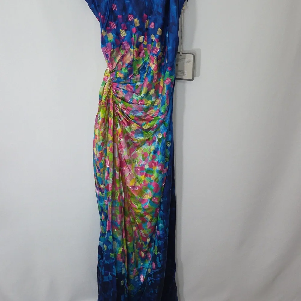 La Fuori Paillet Print Casa Dress In Blooming Sky Size Small NWT - Picture 6 of 14